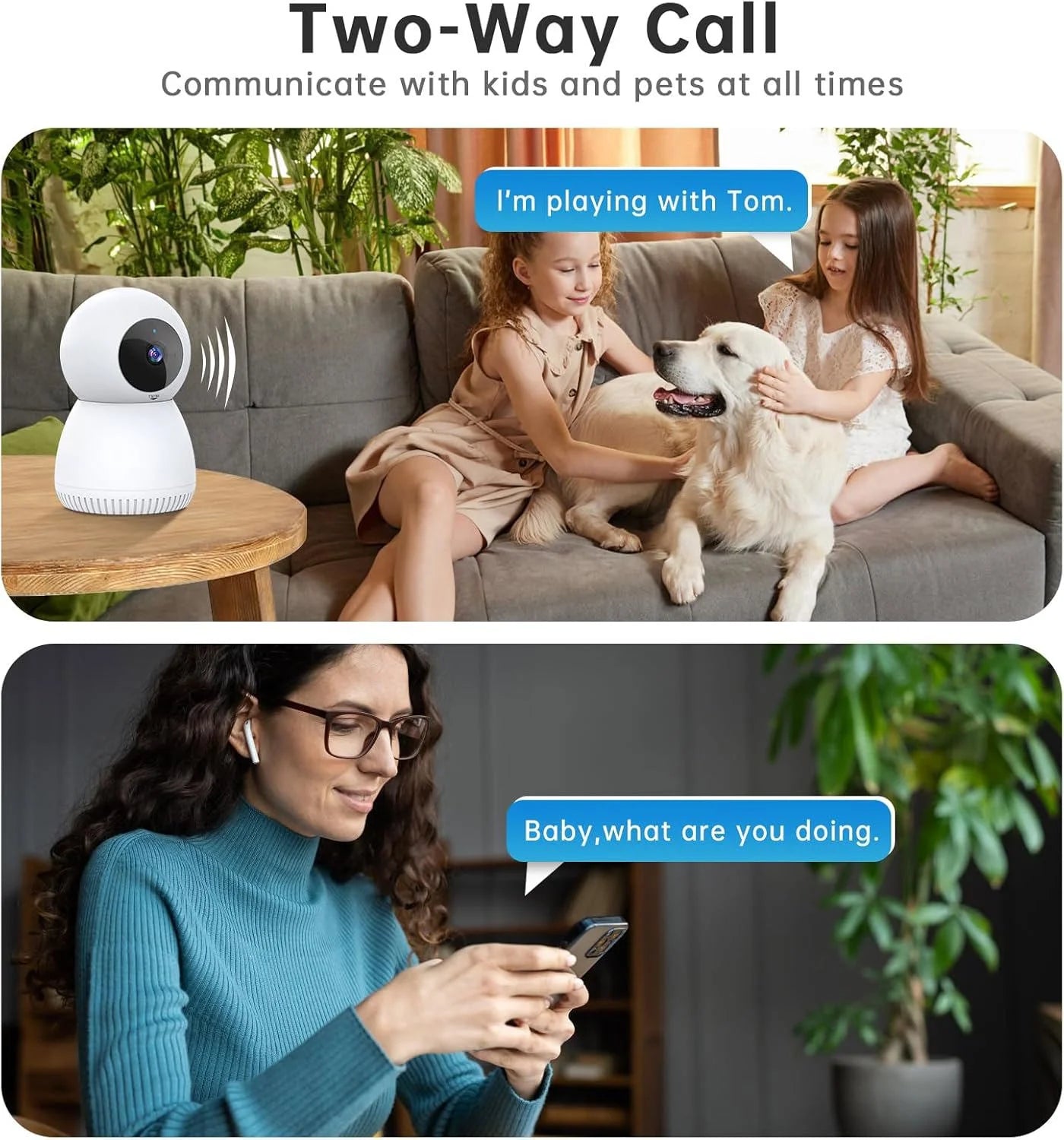 Indoor Security Camera 5G& 2.4Ghz Wifi, Pan/Tilt Baby Camera for Home Security, 1080P Pet Camera with Phone App Motion Detection, 2-Way Talk, Night Vision, Siren Alarm, Compatible with Alexa